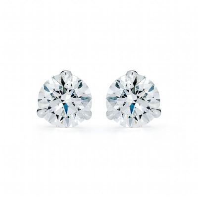 3 Prong Round Diamond Stud Earrings