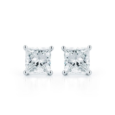 4 Prong Princess Cut Diamond Stud Earrings