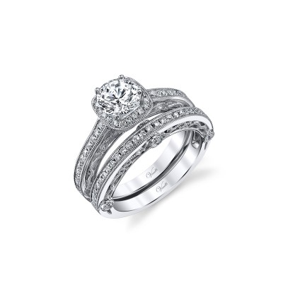 14K W SET RING 97RD 0.56CT