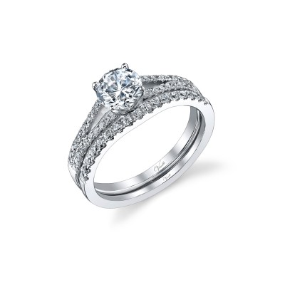 14K W SET RING 57RD 0.42CT