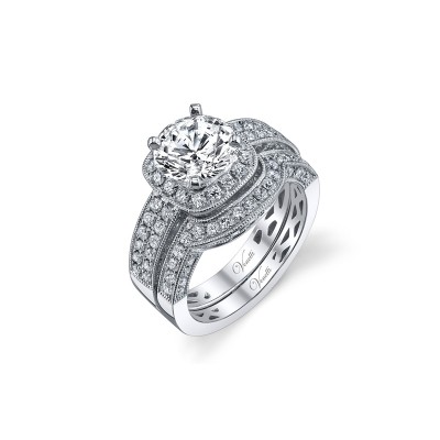 14K W SET RING 91RD 1.04CT