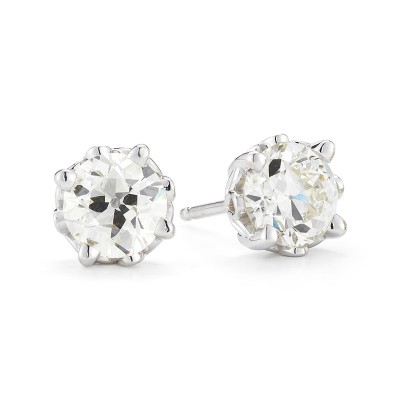 4 Prong Old Euro Diamond Stud Earrings