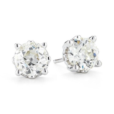 4 Prong Old Euro Diamond Stud Earrings
