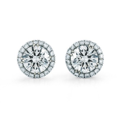Round Halo Diamond Stud Earrings