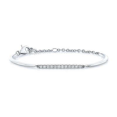 White Gold Semi Flexible Bar Bracelet