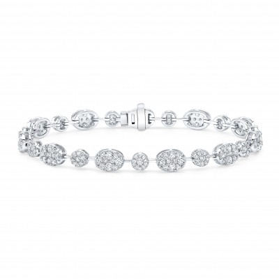 White Gold Floating Oval Cluster Bracelet