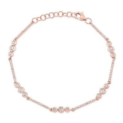 Rose Gold Dainty Multi Bar Bracelet With Diamond Bezels