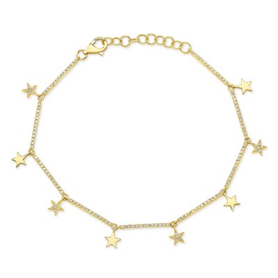 Yellow Gold Dainty Star Charm Bracelet