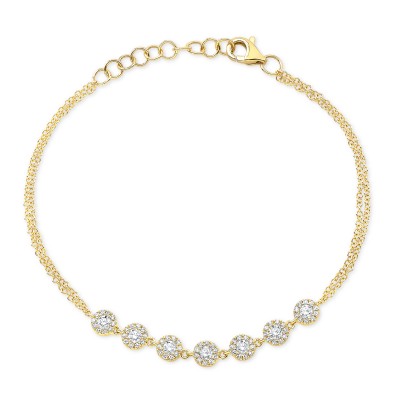 Yellow Gold Dainty 7 Stone Bracelet