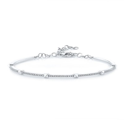 White Gold Semi Flexible Studded Bracelet