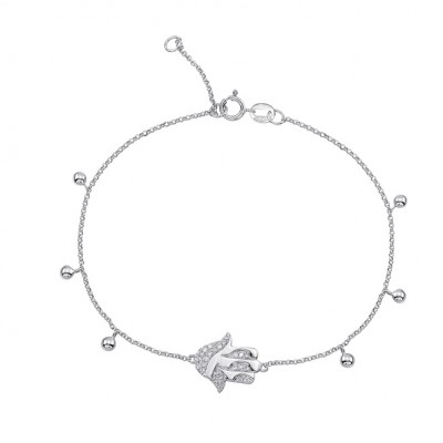 White Gold Piety Hamsa Charm Bracelet