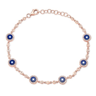 Rose Gold Piety Stationed Dark Blue Evil Eye Bracelet