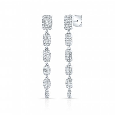 White Gold Small Graduating Rectangle Drop Earrings