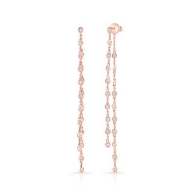 Rose Gold Bezel Chain Drop Earrings