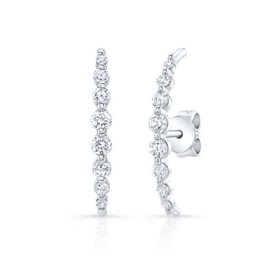 White Gold Shared Prong Cuff Earring