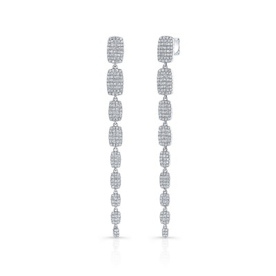 White Gold Graduating Rectangle Drop Earrings