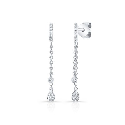 White Gold Dangling Pear Shape Earrings
