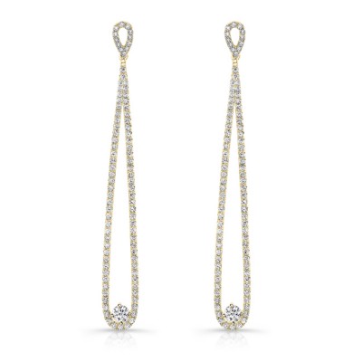 Yellow Gold Forevermark Long Drop Earrings