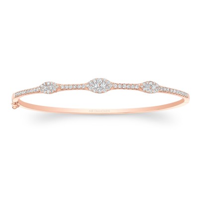 Rose Gold 3 Station Marquise Bangle