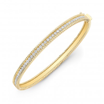 Yellow Gold Milgrain Channel Set Bangle