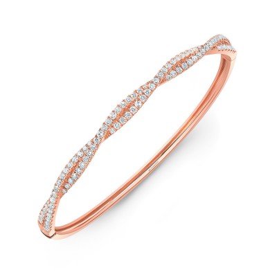Rose Gold Braided Pave Bangle