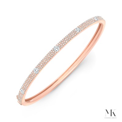 Rose Gold Embedded Diamonds Pave Bangle