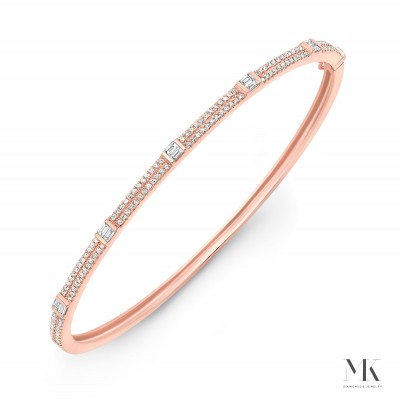 Rose Gold Stationed Baguette Bangle