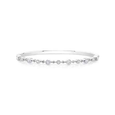 White Gold Forevermark Bead And Bezel Bangle