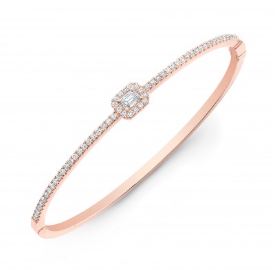 Rose Gold Forevermark Oval Diamond Halo Bangle