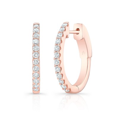 Rose Gold Premier Small Prong Set Oval Hoops