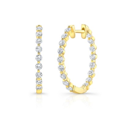 Yellow Gold Premier Small Shared Single Prong Hoops
