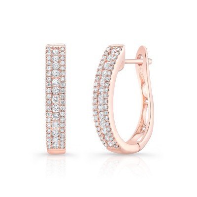 Rose Gold Premier Small Channel Set Hoops