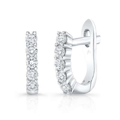 White Gold Prong Set Mini Huggie Hoops