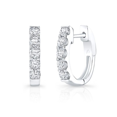 White Gold Prong Set Oval Hoops