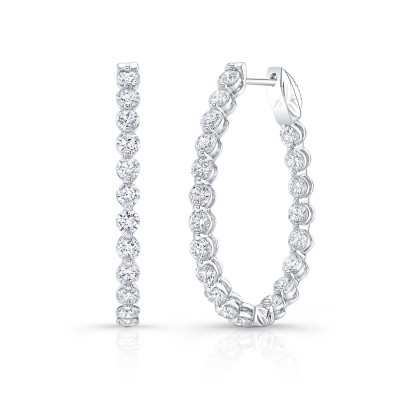 White Gold Prong Set Inside Out Oval Hoops