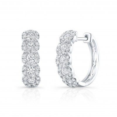 White Gold Overlapping Halo Huggie Hoops