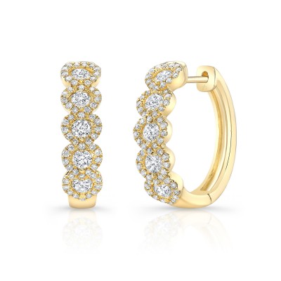Yellow Gold Overlapping Halo Hoops
