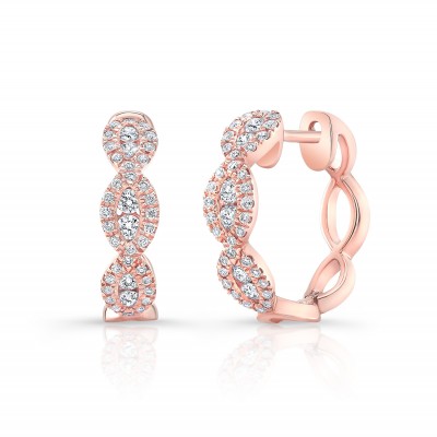 Rose Gold Marquise Pattern Hoops