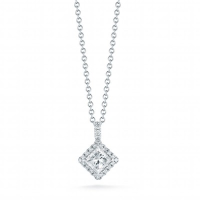 Princess Cut Halo Diamond Pendant