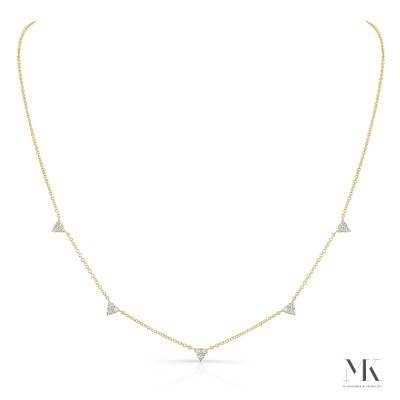 Yellow Gold Triangle Station Necklace