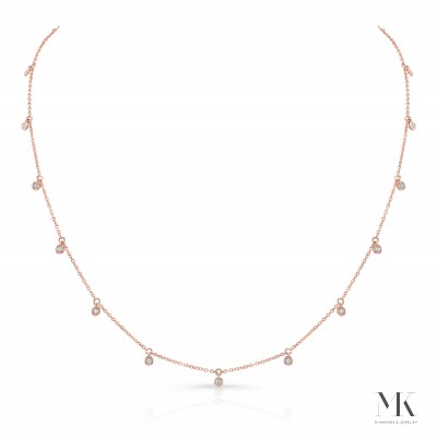 Rose Gold Dangling Bezel Layering Necklace