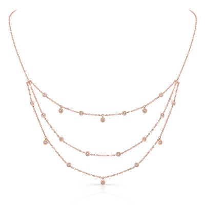 Rose Gold Three Tier Dangling Diamond Necklace