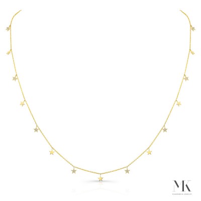 Yellow Gold Dangling Star Necklace
