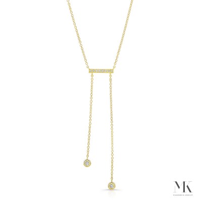 Yellow Gold Dangling Bar Necklace