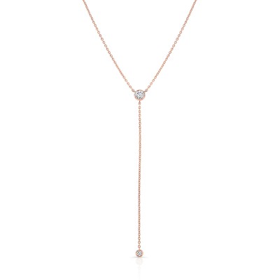 Rose Gold Forevermark Diamond Bezel Y Necklace