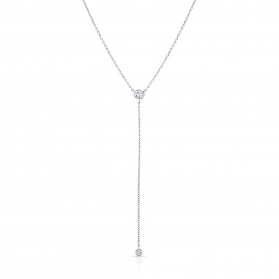 White Gold Forevermark Diamond Bezel Y Necklace