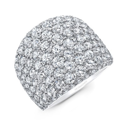 White Gold Wide Convex Pave Ring