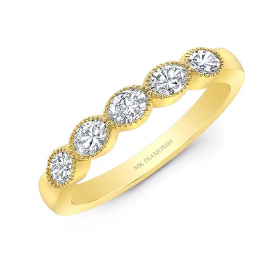 Yellow Gold Milgrain Bezel Oval Band