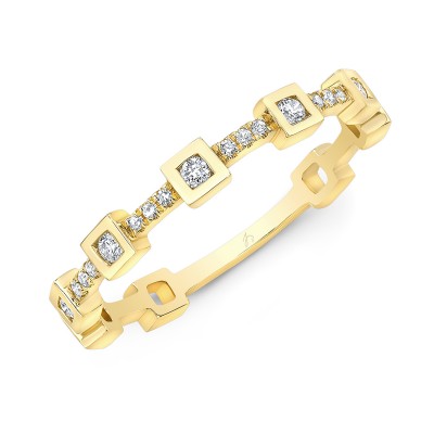 Yellow Gold Square Bezel Stackable Band
