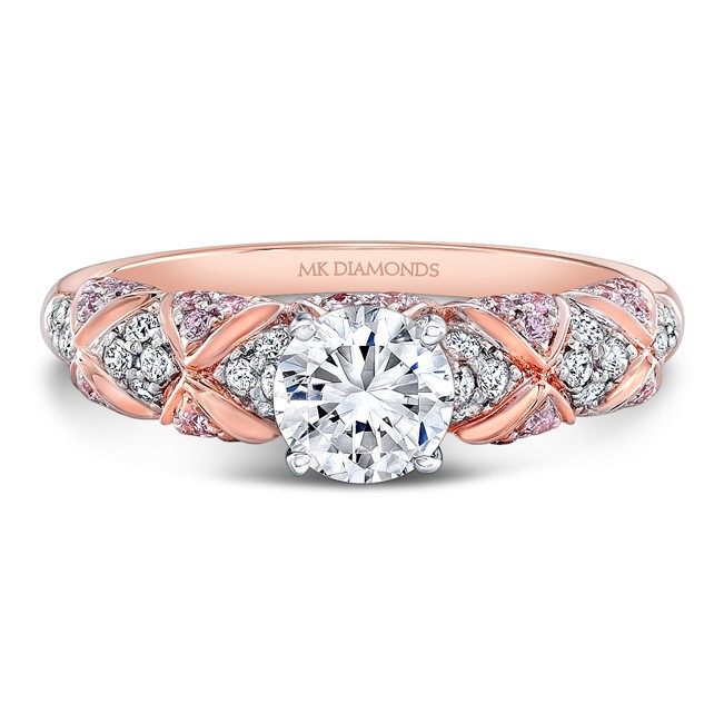 18k Rose And White Gold White And Pink Diamond Eng